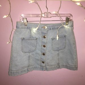 Button down denim skirt